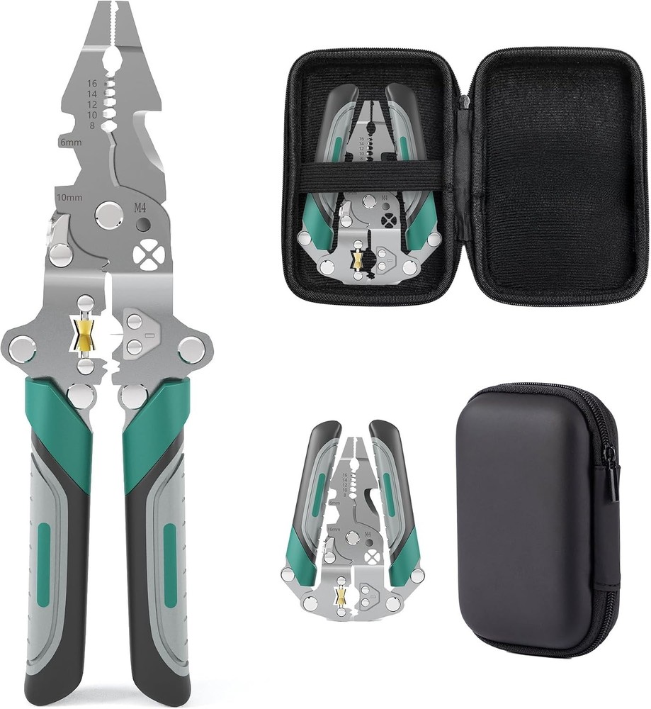 18 in 1 Wire Stripper Cutter Foldable Tool with Portable Storage Bag，Multifuncti