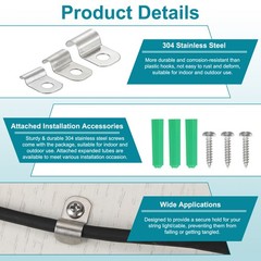 60Pack Stainless Steel Pipe Strap Fit for 3/16in(5mm) Cable U Shape Strap Clamp
