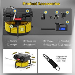 7&Prime; Monitor Drain Sewer Camera 512HZ Locator Self-Leveling Pipe Inspection Camera