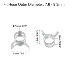 Spring Hose Clamp, 10pcs 65Mn Steel 7mm Low Pressure Air Clip, Zinc Plated
