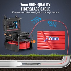 VEVOR Sewer Camera 165 ft/50m Self-Leveling Drain Camera with 10.1&Prime; Touchscreen