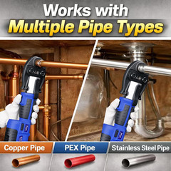 18V Cordless Pipe Press Tool Kit, Electric Hydraulic Press Tool with 1/2&Prime;, 3/4&Prime;,