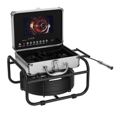 50m Sewer Pipe Inspection Camera w/ 512Hz Transmitter Self Leveling 7&Prime; Monitor