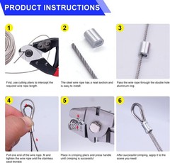/Wire Rope Crimping Tool Up To 2.2mm With 240PCS 1/16&rdquo;Aluminum Crimping Loop Sl