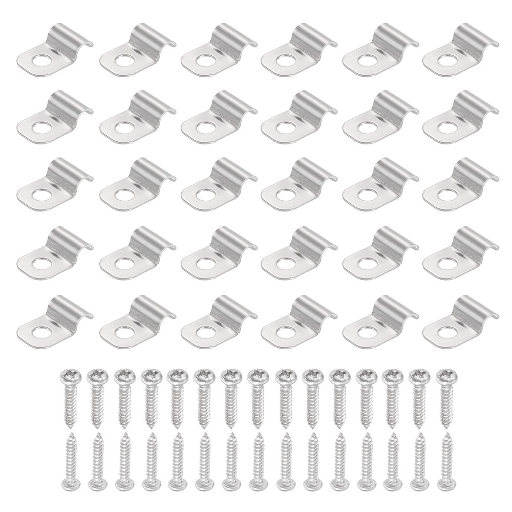 30Pcs 4mm(3/16&Prime;) One Hole Rigid Pipe Strap with Screws, Silver