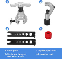 Pro HVAC Flaring Tool Kit 1/4-3/4 45&deg; Pipe Flare Tool Copper Aluminum Steel