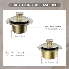 Brushed Gold Tub Drain Stopper Bathtub Drain, Hair