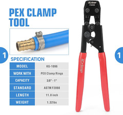 PEX Clamp Crimping Tool Kit for 3/8 to 1 Inch PEX Cinch Clamps, with 1/2 Inch PE
