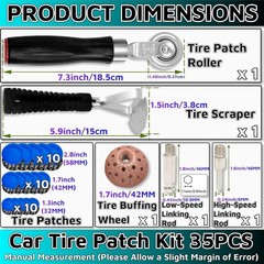 35PCS Flat Tire Repair Kit Car Motorcycle Bike Patch Tool Heavy Duty