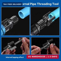 3Pcs PVC Pipe Threader Tool Kit,Dual-Function Internal & External Tube Thread Cu