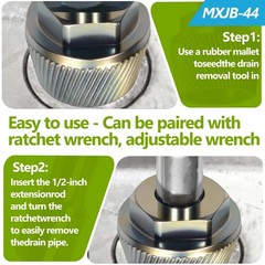 1.5&rdquo; Tub Drain Extractor & 1/2&rdquo; Socket Bathtub Remover Chrome Bathroom Kitchen