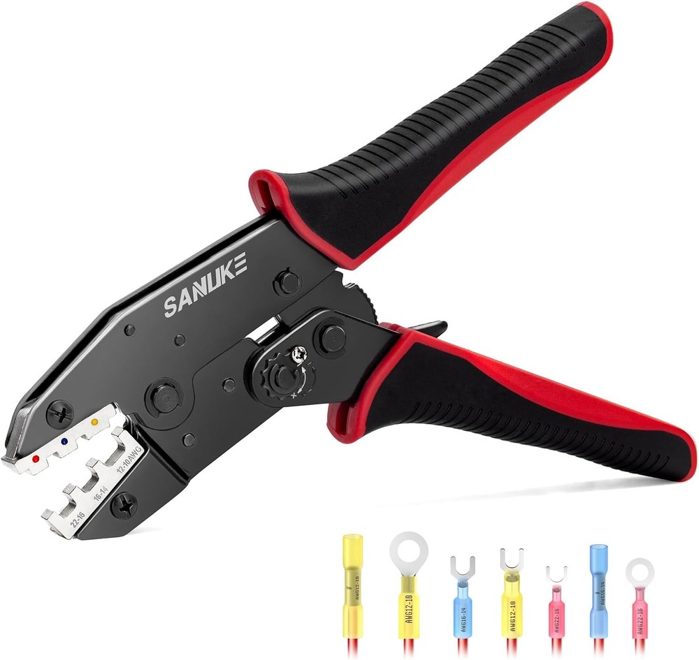 Crimping Tool for Heat Shrink Connectors, AWG 22-10 Ratcheting Wire Terminal Cri