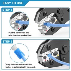 Plustool Crimping Tool for Insulated Electrical Connectors AWG Red&black