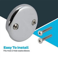 EZ-FLO 2-Hole Bathtub Overflow Face 3-1/8 in., 2 holes with screws, Chrome