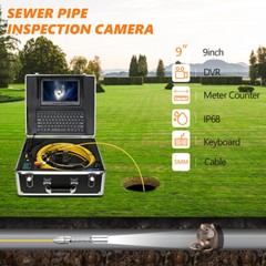1000TVL 50M Sewer Inspection Camera DVR Meter Counter Keyboard Input 9&Prime; Monitor