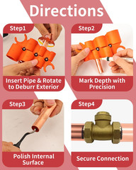 12 Pcs 1/4-1 Inch Depth Gauge and Pipe Deburring Tool, Removal Tools Set