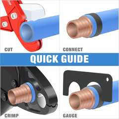 Combo Angle Head Pex Pipe Plumbing Crimping Tool for Copper Crimp Jaw Sets 1/2&Prime;