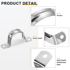 15Pcs 30mm(1-3/16&Prime;) Stainless Steel 2 Hole U-Tube Strap Clamp, Silver