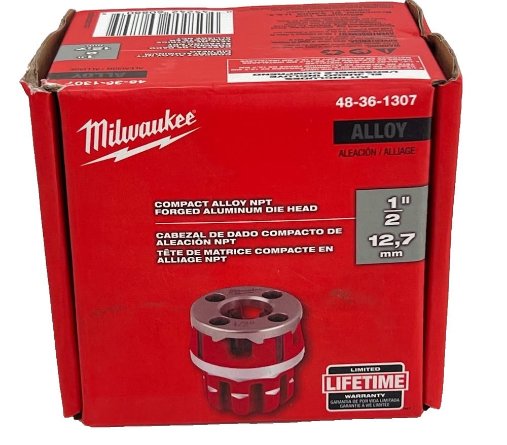 Milwaukee 48-36-1307 1/2&Prime; Compact ALLOY NPT Forged Aluminum Die Head