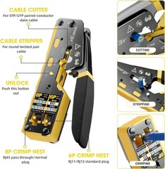 ZOERAX Yellow Crimping Tool for RJ45, RJ11/RJ12 Connectors &ndash; Ethernet Crimp Tool