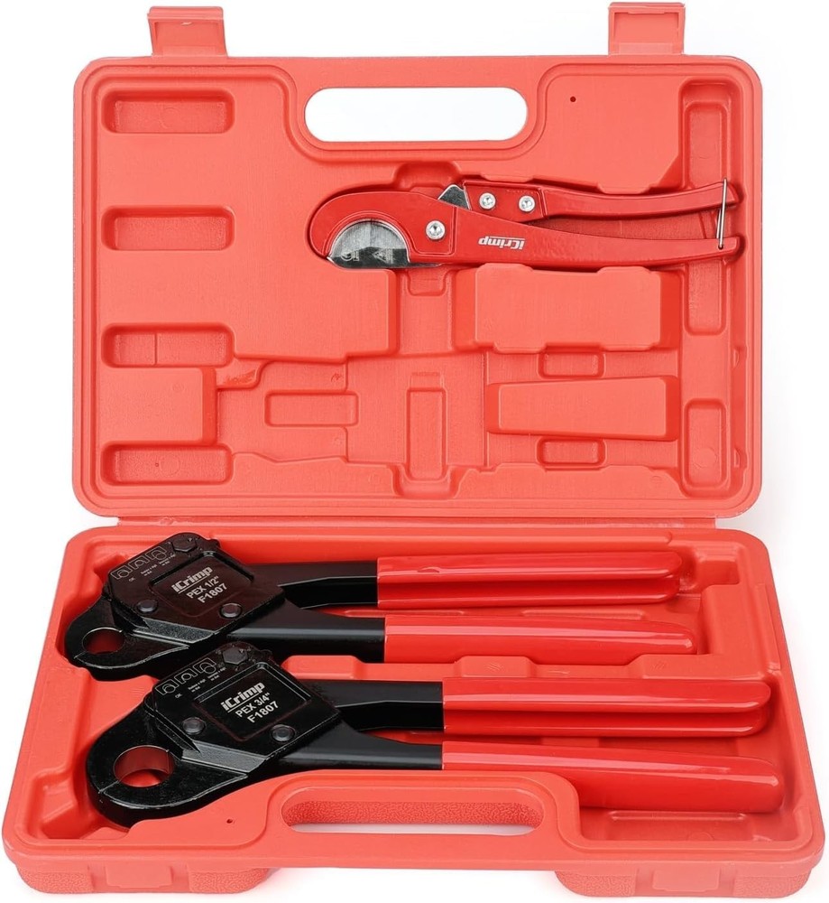 iCrimp Angle PEX Crimping Tool 1/2 3/4in w Cutter Gauge