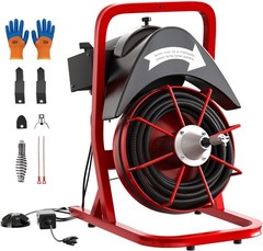 GRAVEE Electric Drain Cleaning Machine 75FT x 1/2 In Steel Core Cable 370W