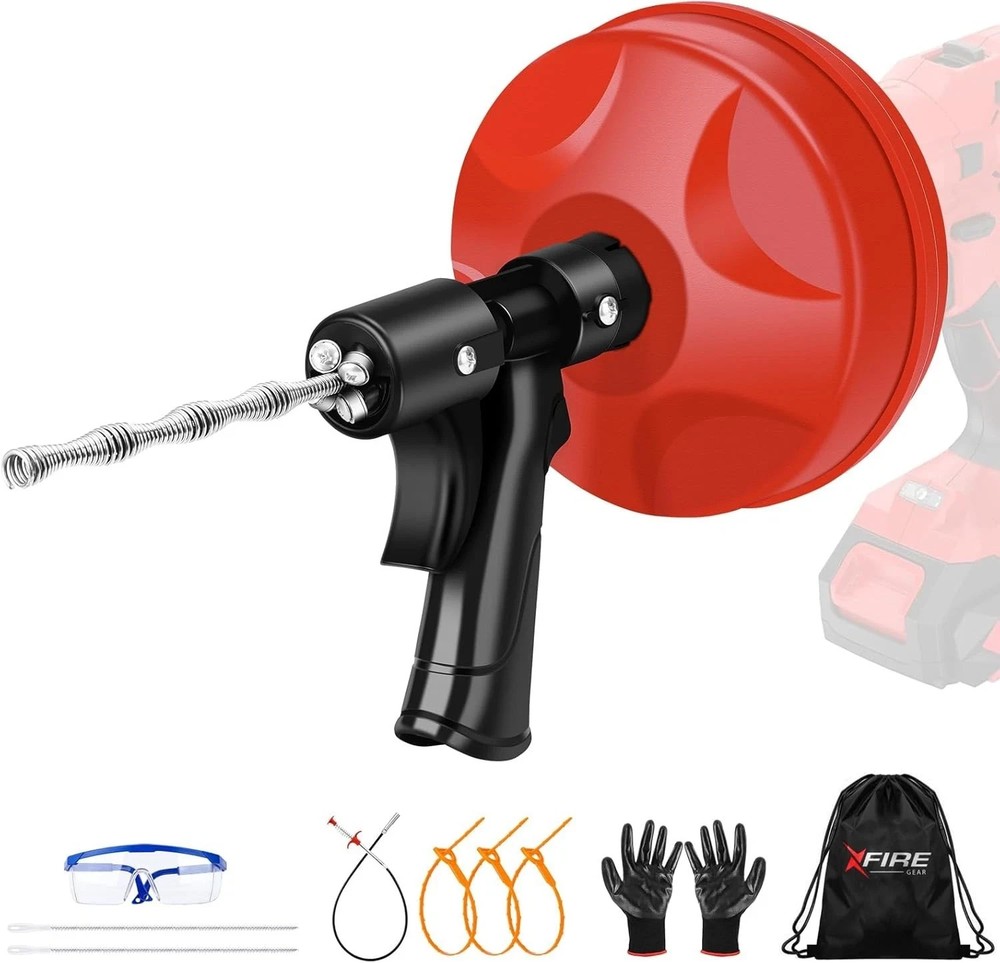 35FT Drain Snake with Drill Attachment, Auto/Manual Plumbing Snake for Kitche&hellip;