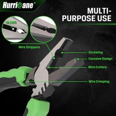 Pro Linesman Pliers 6&Prime; with Non-Slip Jaws, Stripped Screw Extractor, Wire Cutter
