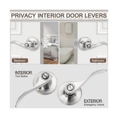 10 Pack Brushed Nickel Door Handles Privacy Door Levers, Heavy &hellip; USA FAST SHIP
