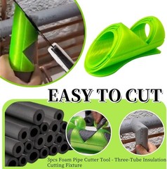 3pcs Foam Pipe Cutter Tool &ndash; Three-Tube Insulation Cutting Fixture, Green