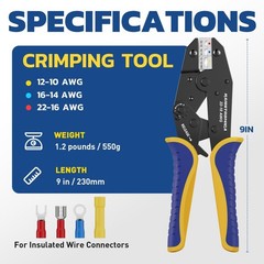 haisstronica Crimping Tool for Insulated 230 mm x 60 mm, Yellow,blue,red