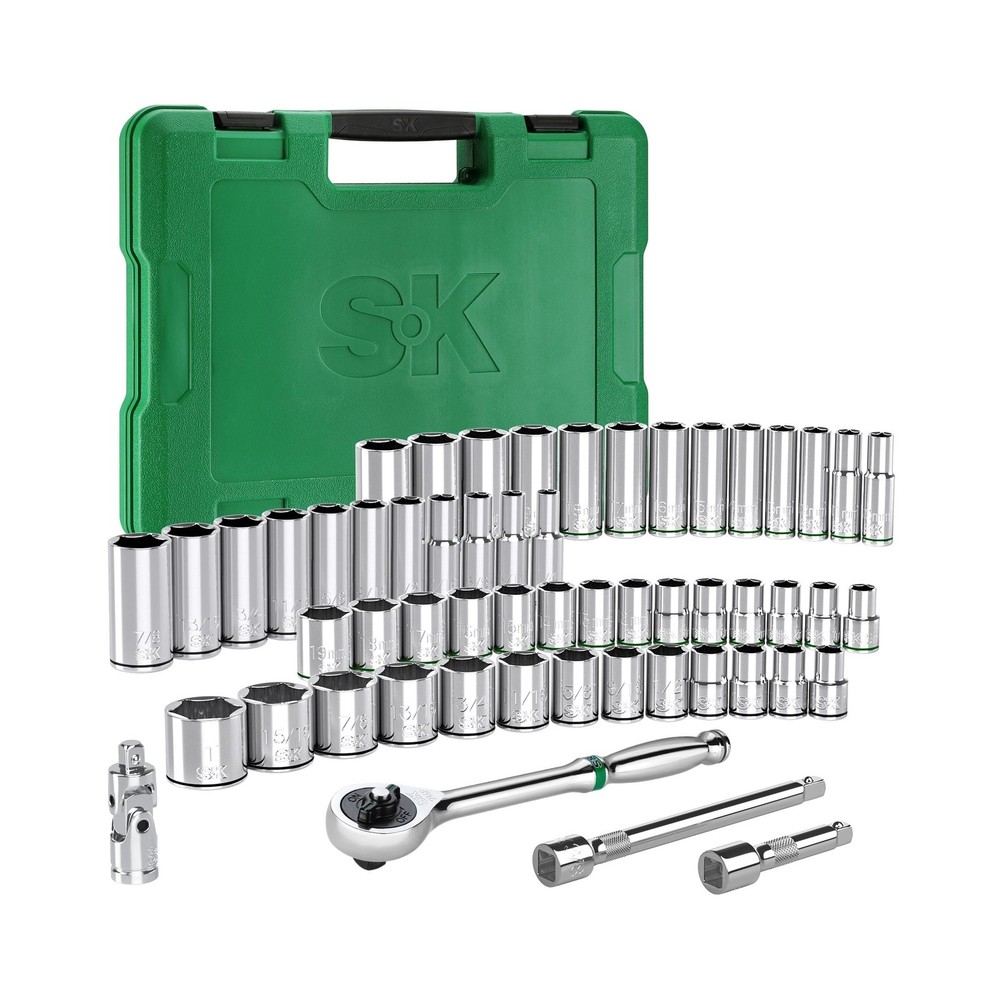 SK 3/8&Prime; Drive Socket Set with 216-P Ratchet, 55-Piece, SAE & Metric, SuperKro&hellip;