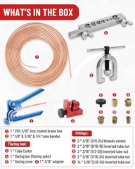 25 ft 3/16in Copper Coated Brake Line Flaring Tool Kit, Includes 3-in-1 Tube &hellip;