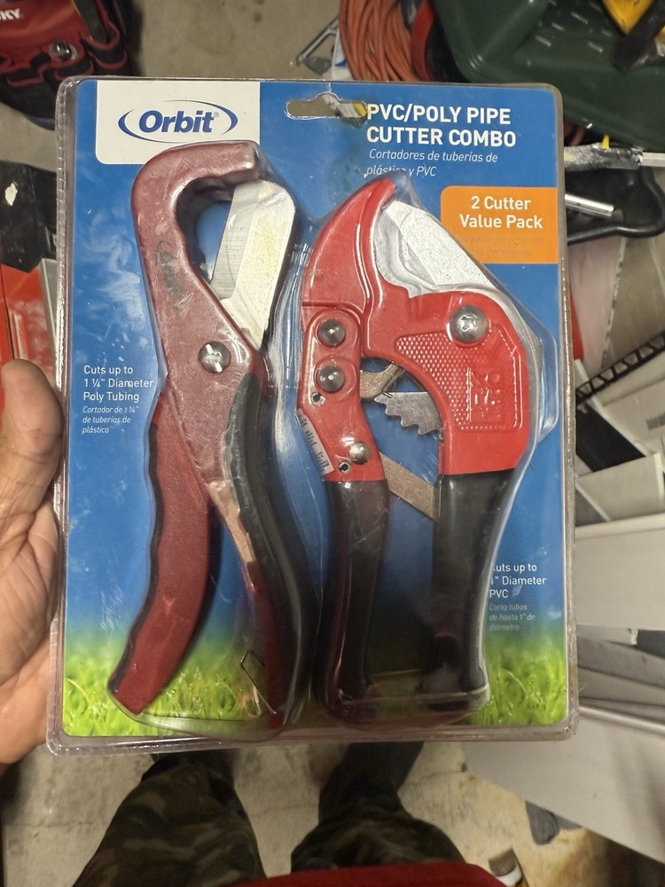 Orbit PVC/Poly Pipe Cutter Combo Set 2 Cutter Value Pack Red Cuts 1, 1-1/4in