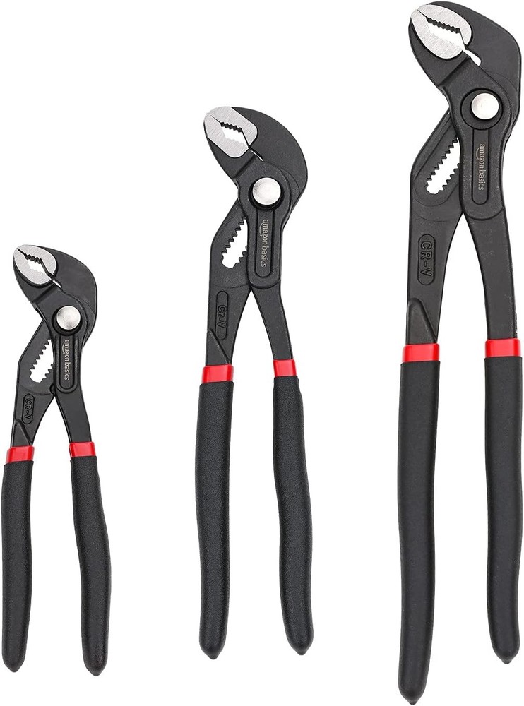 3-Piece Quick Release Groove Joint Pliers Set, Drop Forged Chrome Vanadium Steel