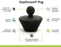 SinkShroom Black Strainer Drain Protector Hair Catcher w/ Stopper Plug for Sinks