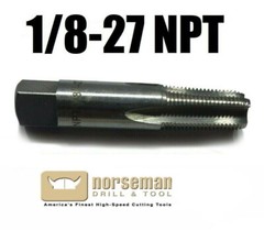 1/8-27 NPT pipe tap, High Carbon Steel, Brand New, 1/8&Prime; pipe tap Norseman 56910