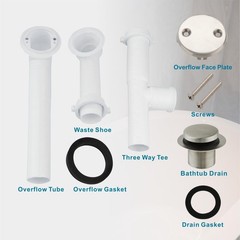 Tubular Bath Tub Drain Kit 1-1/2&Prime; with Brushed Tip-Toe Bathtub