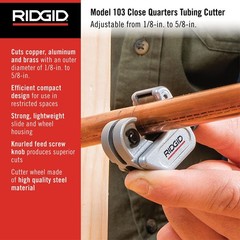 32975 Model 103 Close Quarters Compact Tubing Cutter for 1/8&Prime; to 5/8&Prime; Copper,&hellip;