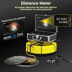 30M Pipe Inspection Camera 512hz Drain Sewer Camera w/ Meter Counter 10&Prime; Monitor