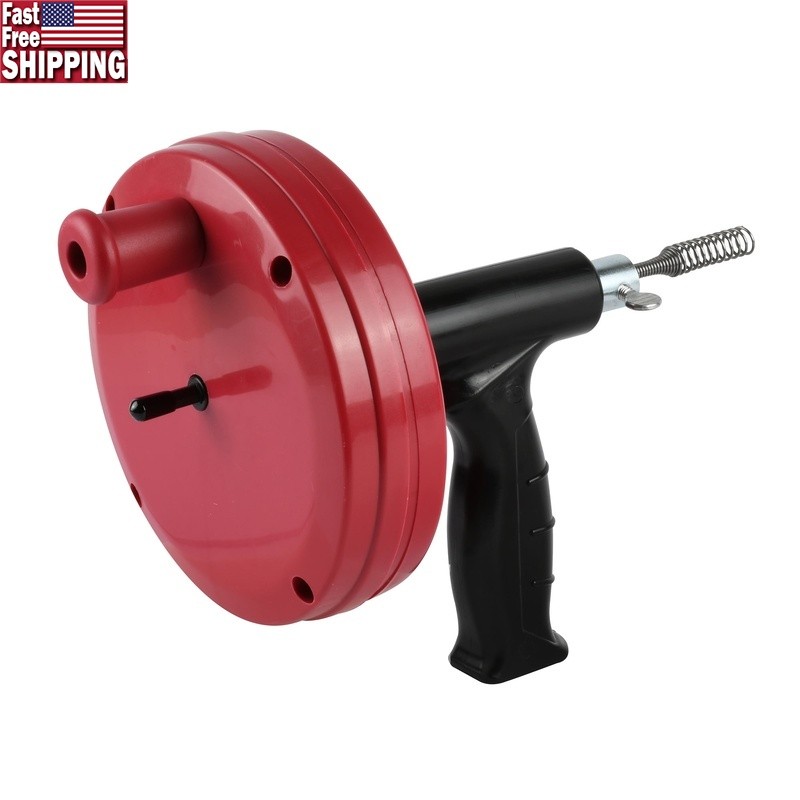 25ft Drain Auger Power Drill Attachment High Tensile Spring Wire Snake Cleaner