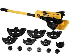 Pipe Tube Bender 3/8 to 1 Inch 10-25mm Manual Tube Bender w/ 7 Dies Tubing Metal