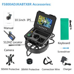 10.1&Prime; 50M Pipe Inspection Camera with 512HZ Locator Self-leveling Meter Counter