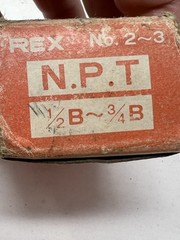 NEW REX #2-3 pipe machine dies NPT HIGH SPEED STEEL: HSS 15A-20A AC 1/2&Prime;B-3/4&Prime;B
