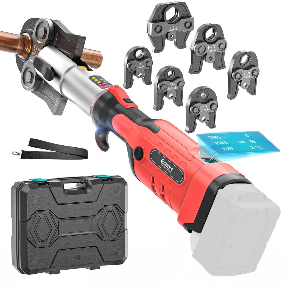 Ecarke Pro Press Tool Compatible with Milwaukee 18V battery, 1/2&Prime; to 2&Prime;, Red