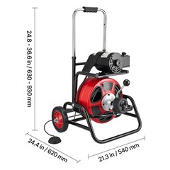 Uimoso 75 FT x 1/2 Inch Drain Cleaning Machine with Auto-Feed and 8 Cutters