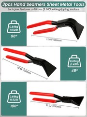 3 Piece Hand Seamers Sheet Metal Tools Bending Pliers Set Straight 45 90