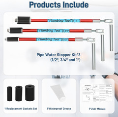Professional Plumbing Plug Tool Kit for Quick Pipe Repairs &ndash; 3 Tools Included
