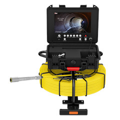 50m Sewer Pipe Inspection Camera w/ 512hz Self Leveling 9&Prime; Monitor Meter Counter