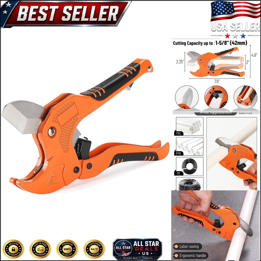 Precision PVC Pipe Cutter: Ratchet Design for Effortless Cutting of 1-5/8&Prime; Pipes
